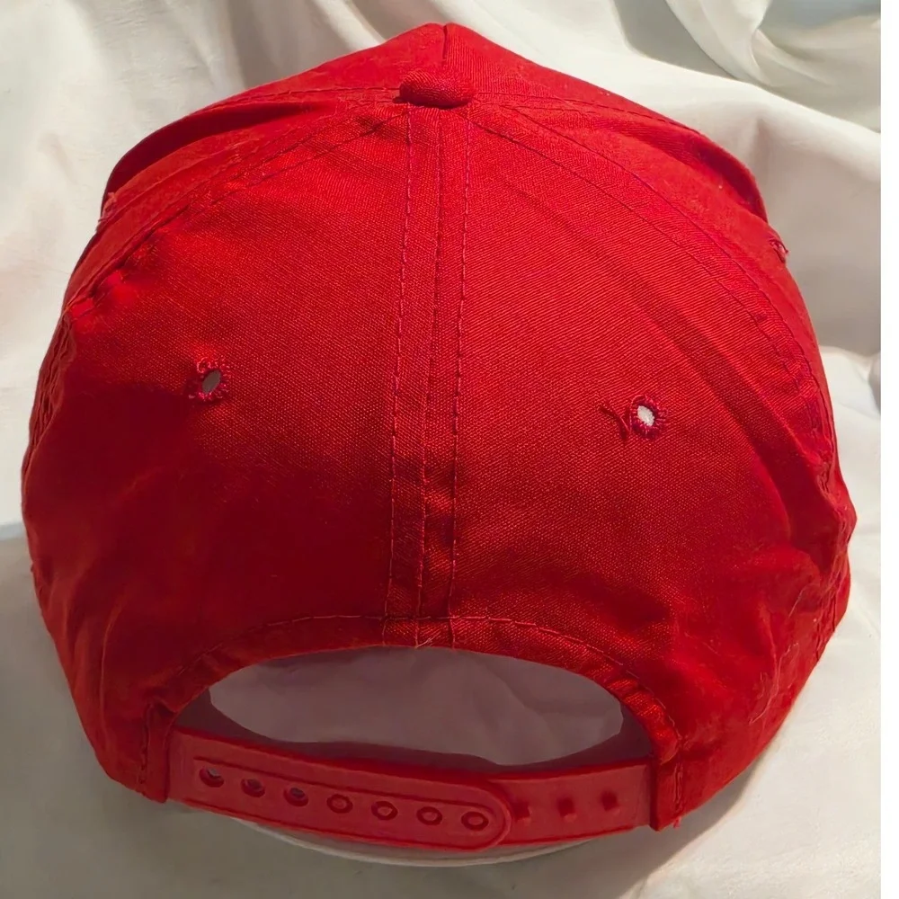 Vintage AJD Headwear Red Snapback Hat Williams Marine Norfolk VA‎ Rope Cap Mens